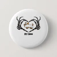 My Boo Chihuahua Costume With Skeleton Heart Hands Button