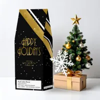 Christmas Stripe Pattern Black/Gold ID862 Roasted Coffee