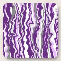 Purple Marble Fluid Art Stripes   Beverage Coaster