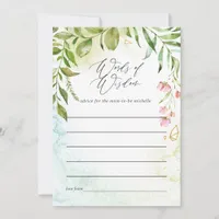 Watercolor Greenery Crystal Bridal Advice Card