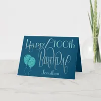 Happy 100th Birthday Name Blue Card