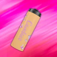 Pretty Pink- Moon, Butterfly, Floral - Monogram | Thermal Tumbler