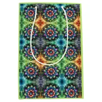 Celestial Neon Mandala Retro-Modern Medium Gift Bag