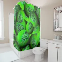 Neon green planets - pattern in 3D optics  Shower Curtain