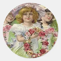 Vintage Decoration Day Girls Classic Round Sticker
