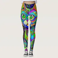 Vivid Colored Fun Cat All-Over-Print Leggings