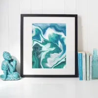 Teal and Blue Turquoise Water Ocean Marble  Canvas Print