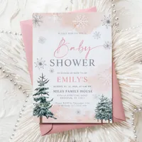 Blush Winter Baby Shower Invitation