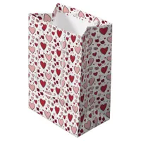 Red and Pink Hearts and Roses Doodle Wine, Small, Medium Gift Bag