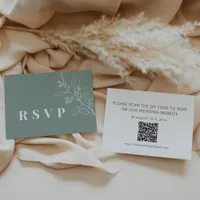 Sage Wedding RSVP Card with QR code