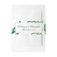 Romantic Vintage Emerald Green Gold Botanical Invitation Belly Band
