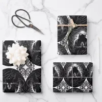 Hooded Figure in Black & White Wrapping Paper Sheets