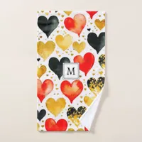 Love Hearts Valentines Romantic Cute Patterned  Hand Towel