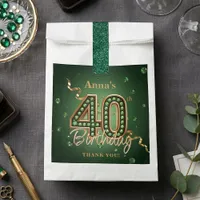 Elegant Emerald Green Gold 40th Birthday Gemstone Favor Bag