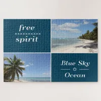 Free Spirit - Blue Sky and Ocean Caribbean Collage Jigsaw Puzzle