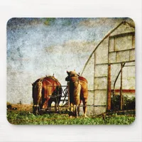 Two Horses Ready For Work Mouse Pad