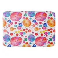 Colorful Abstract Bubbles Watercolor  Bath Mat