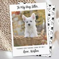 Simple Pet Sitter Custom Dog Puppy Photo Thank You Card