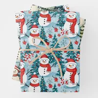 Cute and Cozy Snowman Christmas Wrapping Paper Sheets