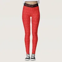 Geometric Red Zigzag Sports And Leisure Name Leggings