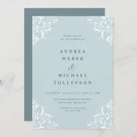 Elegant Vintage Classic Teal Sea Glass Wedding Invitation