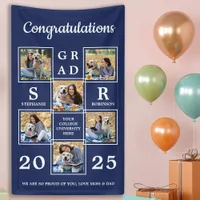 Graduation Personalized Photo Collage Navy Blue Banner
