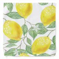 Watercolored lemons green yellow on white bandana