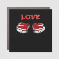 Skeleton Hands Heart Funny Design Car Magnet