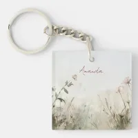 Dreamy Scene of Spring  Flowers Keychain