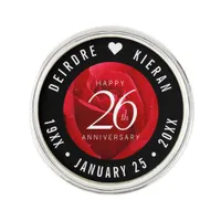 Elegant 26th Rose Wedding Anniversary Lapel Pin
