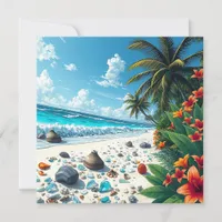 Pretty Tropical Beach Scene | Blank Card