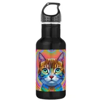 Psychedelic Colorful Royal Cats Stainless Steel Water Bottle