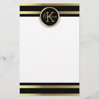 Elegant Chic Shiny Gold and Black Striped   Stationery