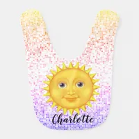 Cute Cartoon Smiling Sun  with Sweet Bumblebee    Baby Bib