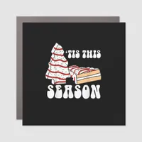 Tis The Season Christmas Tree Groovy Retro Vintage Car Magnet