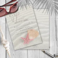 White Sands Starfish Wedding Coral/Peach ID605 RSVP Card