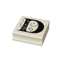 Classic Ornamental Letter D Floral Monogram Rubber Stamp