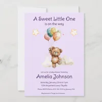 Sweet Little One on the Way Lavender Baby Shower Invitation