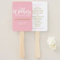 Wedding Program Fans | Brush Script (Pink & Gold)