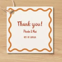 Handwritten Wavy Border Thank You 70s Wedding  Favor Tags