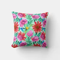 Pretty Watercolor Floral  Throw Pillow