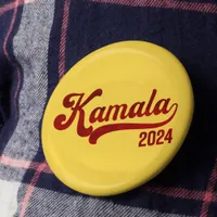 Kamala 2024 Retro Varsity Gold and Red Button Pin