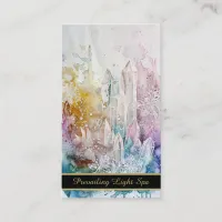 *~* QR Rainbow Artsy Drip Crystals AP90 Gold Business Card