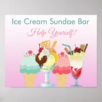 Help Yourself Ice Cream Sundae Bar Poster