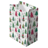 Quirky Whimsical Decorated Christmas Trees Doodles Medium Gift Bag