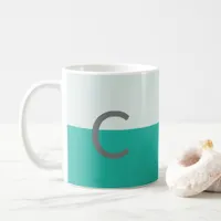 Monogram Teal Watercolor Classic Coffee Mug