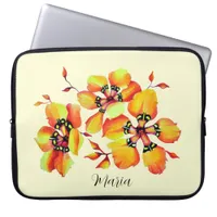 Harlequin Sparaxis Tricolor Waterclor Flowers Laptop Sleeve