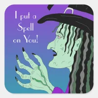 I Put a Spell on You Witch Halloween Square Sticker