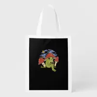 Book Fan Frog With Mushroom Hat Cottagecore Goblin Grocery Bag
