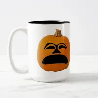 Jack o' Lantern Unhappy Face, Halloween Pumpkin Two-Tone Coffee Mug